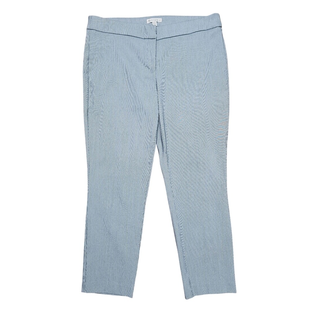 Eliane Rose Cropped Pants Women 12 Navy Blue Pinstripe Stretch Ankle Preppy
